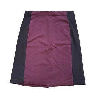 Attention Eggplant Purple Black Color Block Pencil Skirt XLARGE